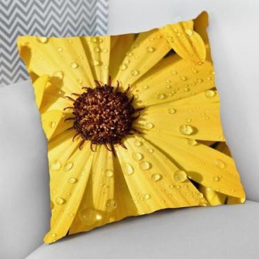 Imagem de Almofada Decorativa Cheia c/ Zíper 25x25cm Flor Amarela - Deluzz