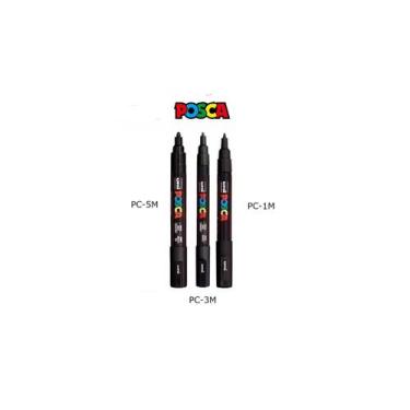 Imagem de Kit 4 Canetas POSCA Pretas 1 PC-1M, 2 PC-3M e 1 PC-5M 9inativo) - UNI