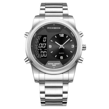 Imagem de Relógio Digital Masculino Casual Esportivo De Quartzo Em Aço Inoxidavel Impermeavel Prata