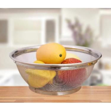 Imagem de Escorredor de Macarrão Alimmentos Cesta Para Frutas Aço Inox Multiuso 