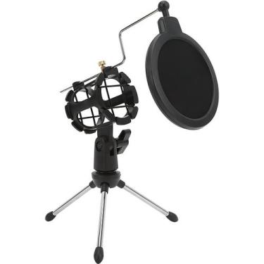 Imagem de Pedestal Suporte Tripé Móvel De Mesa Com Pop Filter - Waver, Preto