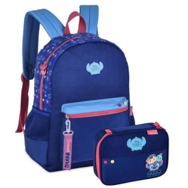 Imagem de Kit Mochila de Costas Disney Stitch Azul Com Estojo Clio
