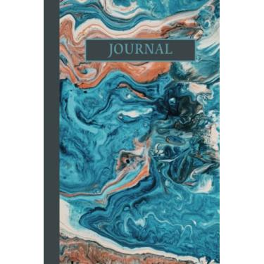 Imagem de Lined Paper Journal/Notebook, Aqua Marble Paint Pattern, 120 Pages, 6” x 9”, Paperback cover: Ideal for journaling, writing, and sketching