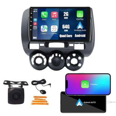 Imagem de CarPlay Android Navegação Automática Estéreo GPS Rádio Câmera Display 22.9 cm IPS Touchscreen Headunit Tablet Pad Media Player para Honda Fit Jazz City 2002-2007 (LHD), se aplicável Quad Core 2G + 64G