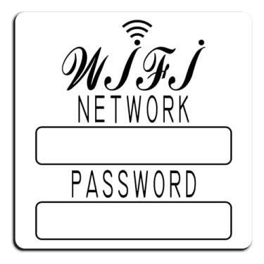 Imagem de CRYSFLOA Placa de parede acrílica com senha WiFi branca e preta, placa de parede para casa, sinal de Wi-Fi adesivo com caneta preta apagável úmida placa de quarto de hotel para escritório em casa,