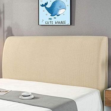 Imagem de Capa de cabeceira de veludo protetor elástico à prova de poeira para camas duplas, completas, queen, king size, capa acolchoada espessa para decoração de quarto, lavável(Beige,170-190cm)