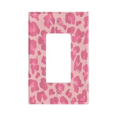 Imagem de Mdmei Estampa de leopardo rosa 1 Gang Single Rocker Light Switch Plate Cover Decorativa Meninas Lindas Placas de Parede Interruptor de Luz Elétrica para Escritório Quarto Banheiro Tamanho 12 X 7 cm