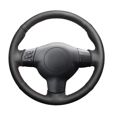 Imagem de MEWANT Capa de volante de couro preta para Toyota Corolla 2003-2006 / Caldina 2002-2007 / RAV4 2003-2006 / Wish 2003-2009 (37 cm)