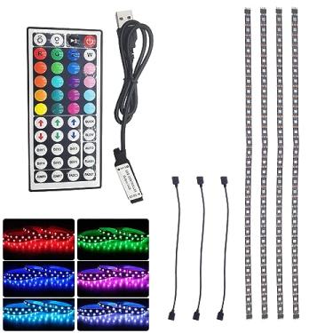 Imagem de Vrabocry 5V 5050 Rgb Led Strip Light Usb com Controle Remoto de 44 Teclas 4 Pré-Cortados 1,64 Pés/6,56 Pés Luzes Fita Tv Backlights Decoração de Feriado Preto Pcb