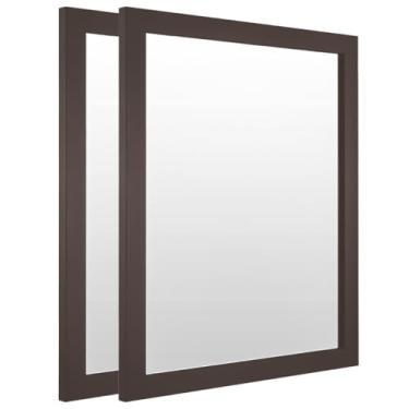 Imagem de Kit 2 Espelhos Decorativo 24x33 Com Moldura de Madeira Preta Branca Dourada ou Tabaco para Quarto Sala Banheiro Salão de Beleza Manicure Hall de Entrada (Marrom)
