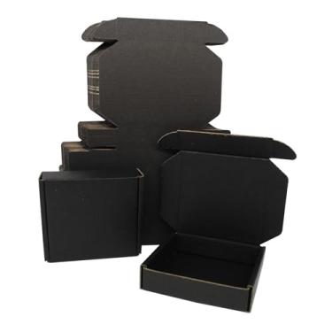 Imagem de ELAZEKES Caixa de Remessa 4X4X1, Caixas de Correio Pretas para Pequenas Empresas, Caixas de Presente com Tampas, Caixa de Papelão Ondulado Plana, Embalagem Bonita e Barata, Mini Jo (4"X4"X1", Preto)