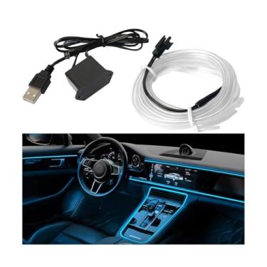 Imagem de LKAHG Tiras de luz LED para carro, kits de iluminação ambiente interior de veículo com fio USB 5 V, decoração de iluminação de atmosfera eletroluminescente automotiva, universal para caminhões SUV RV