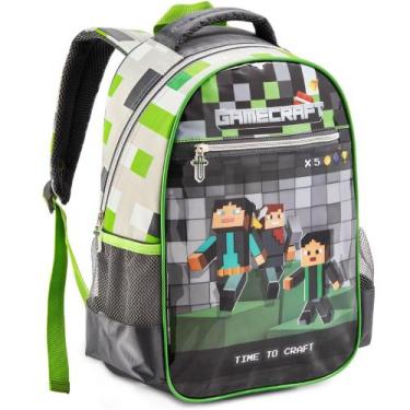 Imagem de Mochila Infantil Gamecraft Grande Menino De Costas Escolar - Denlex