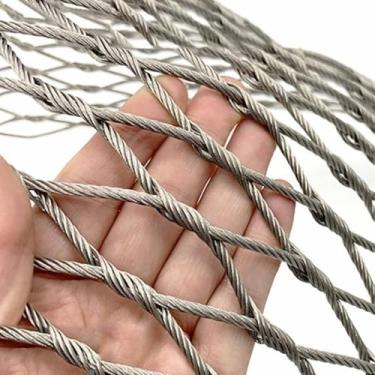 Imagem de FORRTY Malha De Arame Trançado De Aço Inoxidável 304,Malha De Balaustrada De Cabo Flexível,Redes De Proteção Contra Quedas De Alta Altitude,Diâmetro Da Corda 1,5/2/3 Mm,Malha 5/8/10/12 Cm, 1X1㎡(Rope d