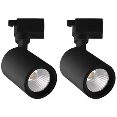 Imagem de Kit 2 Spot LED Preto 7W 3000K Branco Quente Bivolt Para Trilho Eletrificado