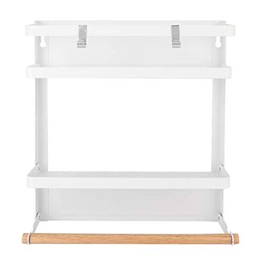 Imagem de Rack de armazenamento de ímã GRCFUMo, rack de ímã de geladeira doméstica, gradinha pendurada na geladeira, prateleira lateral dos organizadores da geladeira preta para banheiro, (Branco)