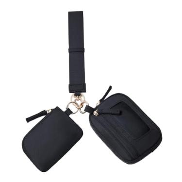 Imagem de Colaxi Carteira de punho de chaveiro Mull Men masculino Bolsa elegante Corrente prática Corrente pequena carteira com bolsa de chaveiro para férias Pesca de, Preto