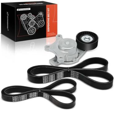 Imagem de A-Premium Kit de transmissão de correia serpentina do motor com tensor compatível com Ford Edge 2011-2014 e Lincoln MKX 2012-2015, conjunto de 3 peças