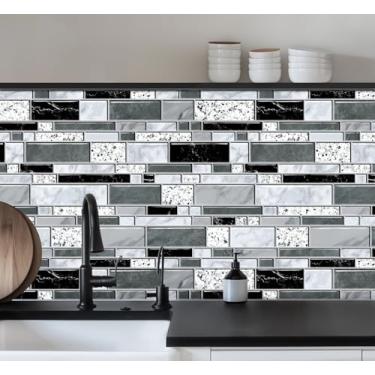 Imagem de WENMER Papel de parede de cozinha 45 cm x 1,000 cm Papel de parede Backsplash para cozinha, papel de parede Backsplash para banheiro impermeável, papel de contato autoadesivo de azulejo de cozinha