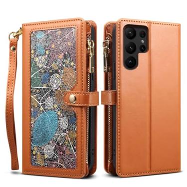 Imagem de HJZSZX Para Samsung M54 Cordão Couro Zip Carteira Cartão Telefone Capa Flip Suporte Capa (Para Samsung M54/Laranja)