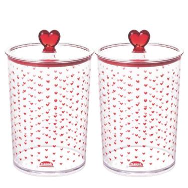 Imagem de Porta mantimentos Hermético Redondo decorado 1 litro com 2 unidades Plasutil ref. 16576