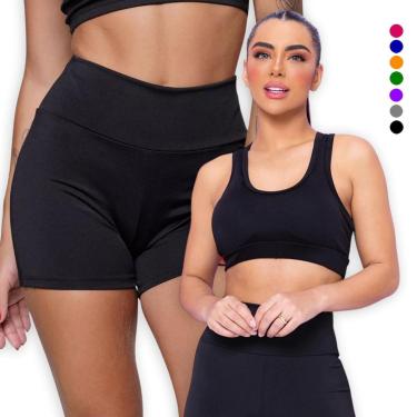 Imagem de KIT conjunto TOP Alça MÉDIA + SHORT Leg LEGGING BÁSICO Academia Cor:;Tamanho:M;Gênero:Feminino-Feminino