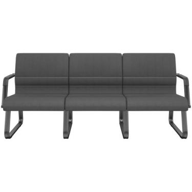 Imagem de Cadeira Longarina 3 Lugares Recepção com Braço Pés Preto Lev P03 Crepe