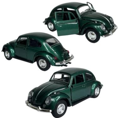 Imagem de Power Toys TECH - Miniatura Fuscão Fusquinha Verde Escuro : Carrinho de Ferro com Portas que Abrem e Pneus de Borracha 1:32