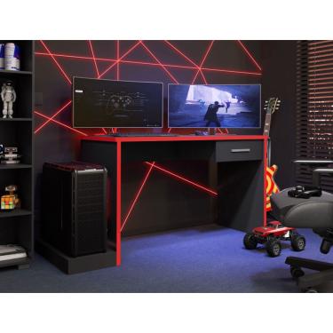 Imagem de Mesa De Computador Gamer drx 9000 Para Quarto Preto Vermelho