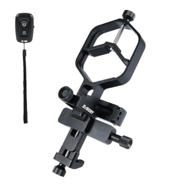 Imagem de SVBONY SV214 Pro de 3 eixos Adaptador universal para smartphone, suporte para diâmetro de ocular de 44 a 64 mm, adaptador de digitoscópio com controle remoto para captura de luneta e vídeo