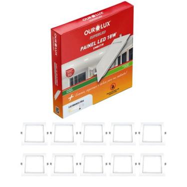 Imagem de 30 Luminária Plafon Led Embutir 18w 6500k Quadrada Ourolux 110v/220v