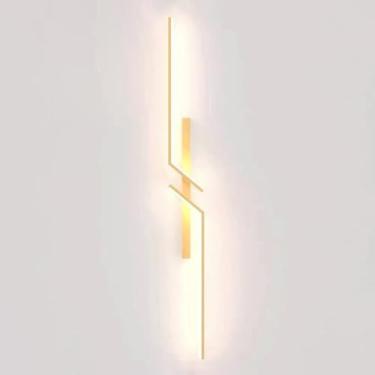 Imagem de HOSETEON Arandela de parede dourada, linear moderna, luminária de parede, arandelas de parede rasgadas longas, luminária de parede de metal dourado r g quarto, oom