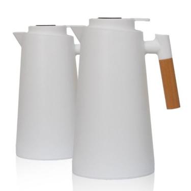 Imagem de 2 Garrafa Térmica 1 L Com Termômetro Digital Cor Branca - Gira