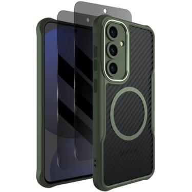 Imagem de Dahkoiz Capa para Galaxy S24-FE com protetor de tela de privacidade X2, compatível com MagSafe, proteção de câmera, proteção contra quedas de 4,5 m, capa magnética fina e leve para Samsung Galaxy S24