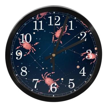 Imagem de LILINWAN Relógio de parede funcional e elegante com estampa de constelações de Gêmeos, operado por bateria, relógios de design vintage de 25 cm para escritório/escola/quarto/sala de estar