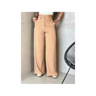 Imagem de Calça Social Alfaiataria Wide Leg Colorida - NoBrand, Caramelo, M