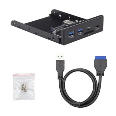 Imagem de Painel frontal USB 3.0 tipo C de metal até 5 Gb/s transferência de dados leitor de cartão micro SD/TF integrado para espaço aberto de 3,5 polegadas