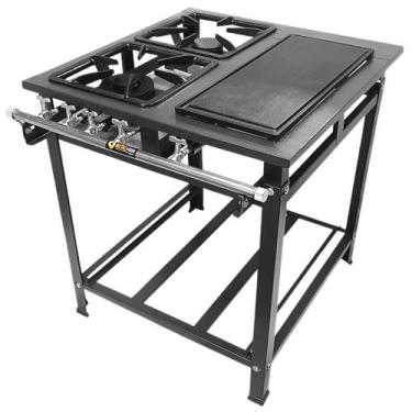 Imagem de Fogão Industrial 2 Bocas P5 com Chapa Bifeteira Baixa Pressão 1QS 1QD 