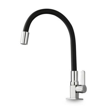 Imagem de Torneira Cozinha Bancada 1/4 Volta Bico Arejador Silicone Flexível - M
