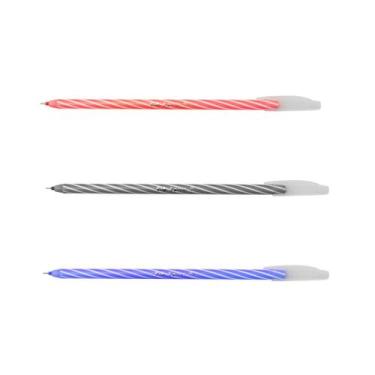 Imagem de Kit Caneta Esferográfica Spiro c/ 3 Unidades - Cis, Preto/Vermelho/Azu