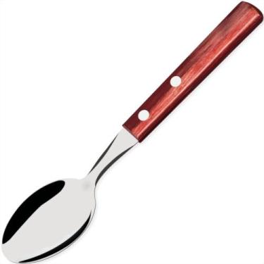 Imagem de Colher para Sobremesa em Aço Inox com Cabo Vermelho da Linha Polywood 