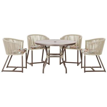 Imagem de Mesa com 4 Cadeiras de Jantar Roma 100cm e Noronha em Aluminío