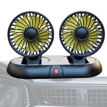 Imagem de Fan para carro, fã de carro USB - Cooler do painel do veículo com cabeça dupla - Ventilador de automóvel de cabeça dupla baixa ruído 3 velocidades para o painel de veículos