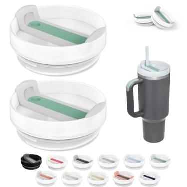 Imagem de Tampa de copo de 1,18 l compatível com Stanley Quencher, 2 pacotes de capas de copo de aço inoxidável resistentes a derramamentos, adequadas para Stanley e mais café (verde escuro)