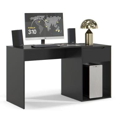 Imagem de Mesa Escrivaninha 1 Gaveta com Suporte para CPU Flop - Ej Móveis, Pret