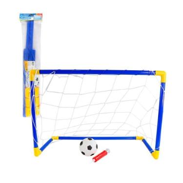 Imagem de Mini Gol de Futebol Infantil, 60 x 42 x 30 cm, com Bola, Rede e Bomba