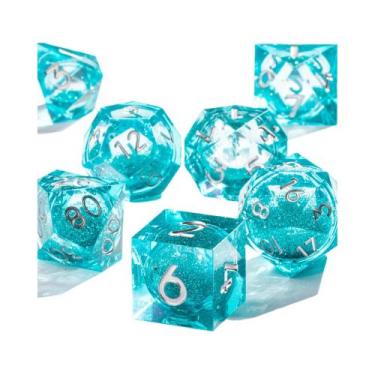 Imagem de Conjunto De Dados Poliédricos De Folha De Ouro Verde Para Dungeons And