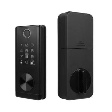 Imagem de Fechadura de porta de entrada sem chave com impressão digital com teclado eletrônico sensível ao toque, maçaneta biométrica, trava automática, fácil instalação