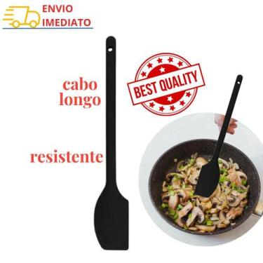 Imagem de Espatula Cabo longo 30cm Silicone Pão Duro Preto Refogar Misturar Pane