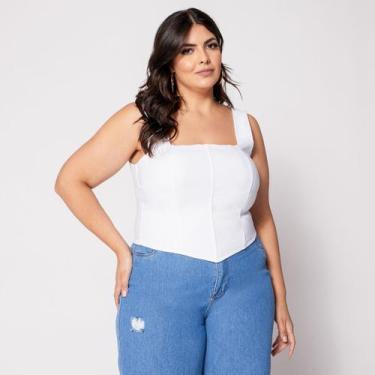 Imagem de Blusa Cropped de Alça Plus Corset com Bojo - Sal Do Mar, Branco